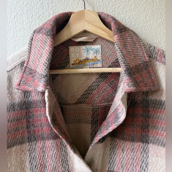 Roxy Red and Cream Plaid Utility Jacket - Picture 5 of 8